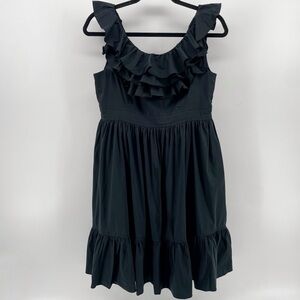 Maggy London Sleeveless Dress Black Tiered Ruffles Cotton Blend 10